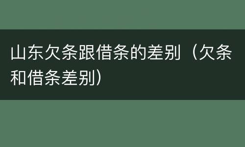 山东欠条跟借条的差别（欠条和借条差别）