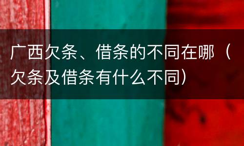 广西欠条、借条的不同在哪（欠条及借条有什么不同）