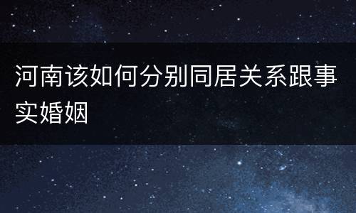 河南该如何分别同居关系跟事实婚姻