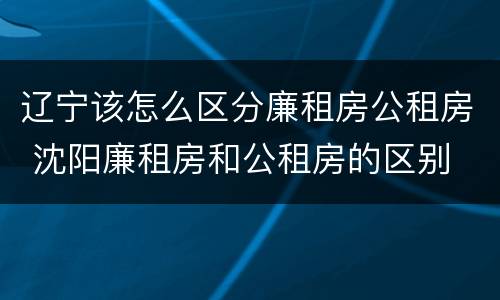 辽宁该怎么区分廉租房公租房 沈阳廉租房和公租房的区别
