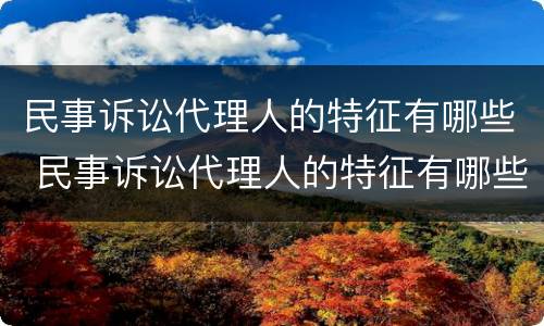 民事诉讼代理人的特征有哪些 民事诉讼代理人的特征有哪些内容
