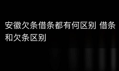 安徽欠条借条都有何区别 借条和欠条区别