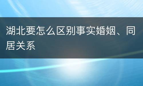 湖北要怎么区别事实婚姻、同居关系
