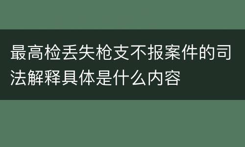 最高检丢失枪支不报案件的司法解释具体是什么内容