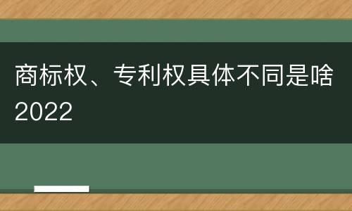 商标权、专利权具体不同是啥2022