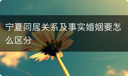 宁夏同居关系及事实婚姻要怎么区分