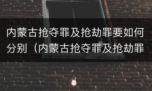 内蒙古抢夺罪及抢劫罪要如何分别（内蒙古抢夺罪及抢劫罪要如何分别处罚）