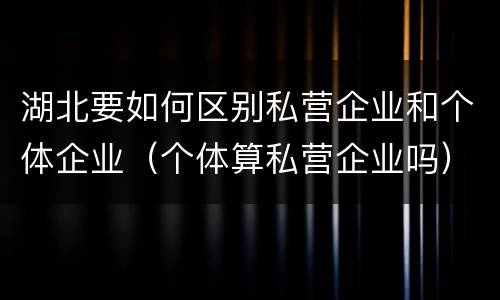 湖北要如何区别私营企业和个体企业（个体算私营企业吗）