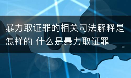 暴力取证罪的相关司法解释是怎样的 什么是暴力取证罪