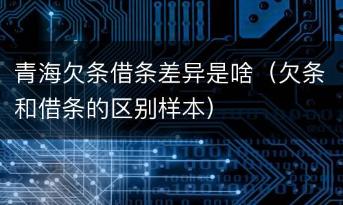 青海欠条借条差异是啥（欠条和借条的区别样本）