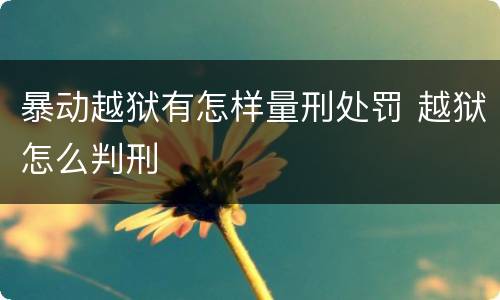 暴动越狱有怎样量刑处罚 越狱怎么判刑