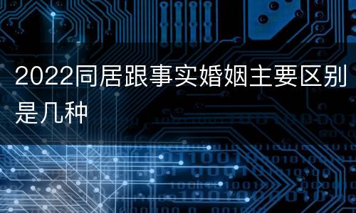 2022同居跟事实婚姻主要区别是几种