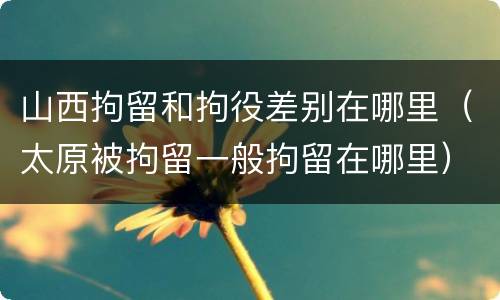 山西拘留和拘役差别在哪里（太原被拘留一般拘留在哪里）