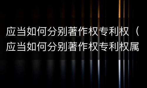 应当如何分别著作权专利权（应当如何分别著作权专利权属）