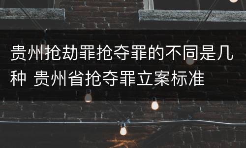 贵州抢劫罪抢夺罪的不同是几种 贵州省抢夺罪立案标准