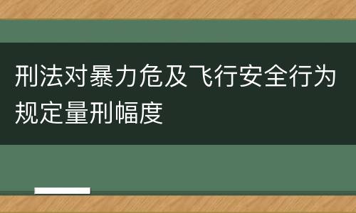 刑法对暴力危及飞行安全行为规定量刑幅度