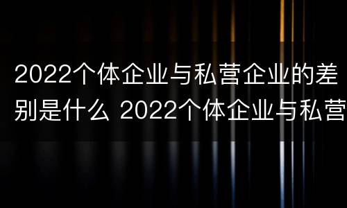 2022个体企业与私营企业的差别是什么 2022个体企业与私营企业的差别是什么呀