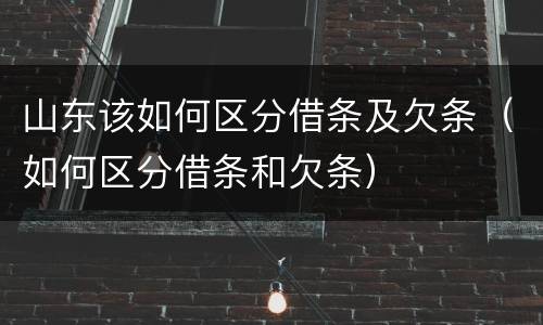 山东该如何区分借条及欠条（如何区分借条和欠条）