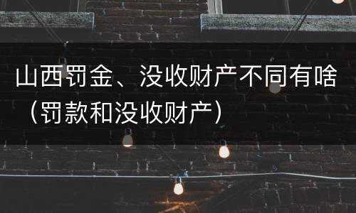 山西罚金、没收财产不同有啥（罚款和没收财产）
