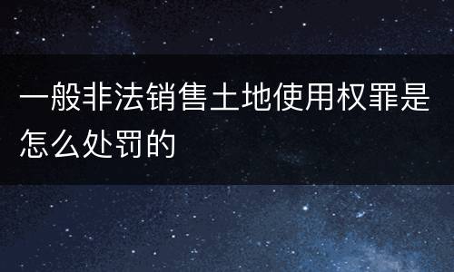 一般非法销售土地使用权罪是怎么处罚的