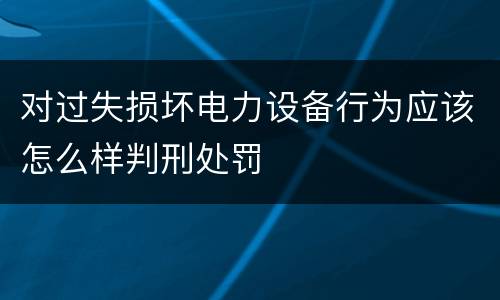 对过失损坏电力设备行为应该怎么样判刑处罚