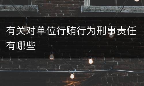 有关对单位行贿行为刑事责任有哪些