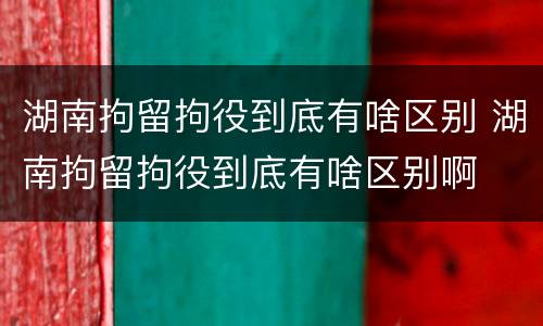 湖南拘留拘役到底有啥区别 湖南拘留拘役到底有啥区别啊