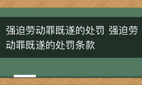 强迫劳动罪既遂的处罚 强迫劳动罪既遂的处罚条款
