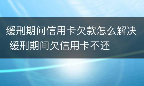 缓刑期间信用卡欠款怎么解决 缓刑期间欠信用卡不还