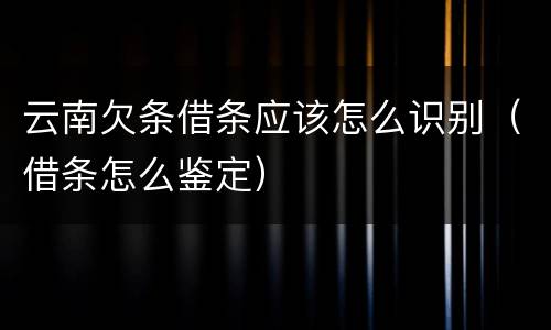 云南欠条借条应该怎么识别（借条怎么鉴定）