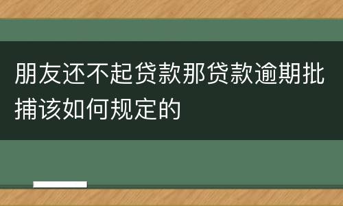 朋友还不起贷款那贷款逾期批捕该如何规定的