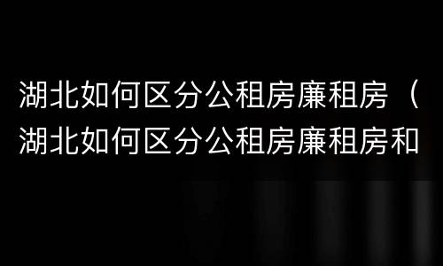 湖北如何区分公租房廉租房（湖北如何区分公租房廉租房和商品房）