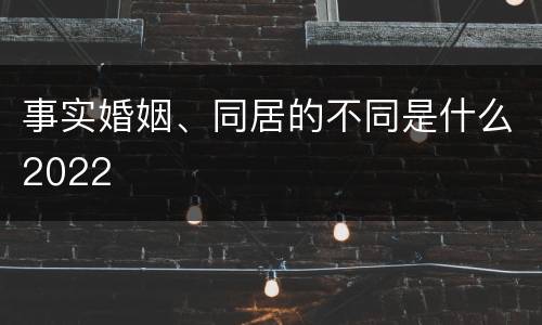 事实婚姻、同居的不同是什么2022