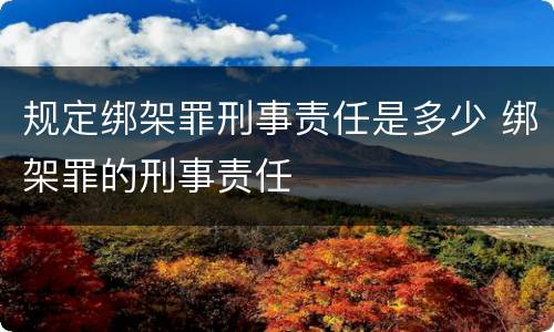 规定绑架罪刑事责任是多少 绑架罪的刑事责任