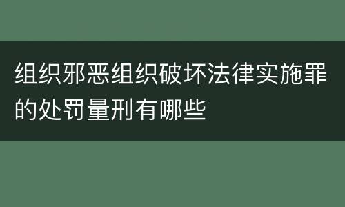 组织邪恶组织破坏法律实施罪的处罚量刑有哪些