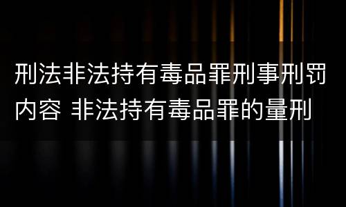 刑法非法持有毒品罪刑事刑罚内容 非法持有毒品罪的量刑