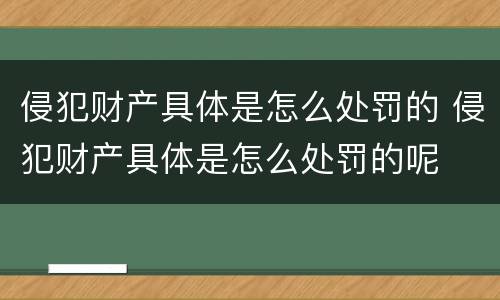 侵犯财产具体是怎么处罚的 侵犯财产具体是怎么处罚的呢