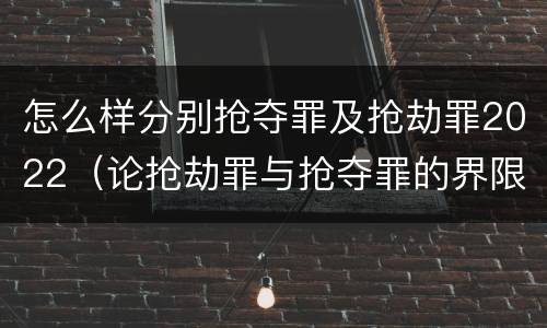 怎么样分别抢夺罪及抢劫罪2022（论抢劫罪与抢夺罪的界限）