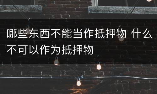 哪些东西不能当作抵押物 什么不可以作为抵押物