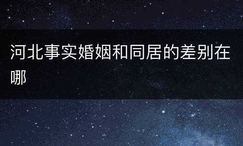 河北事实婚姻和同居的差别在哪