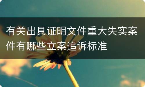 有关出具证明文件重大失实案件有哪些立案追诉标准