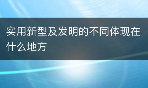 实用新型及发明的不同体现在什么地方