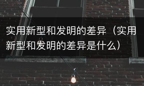 实用新型和发明的差异（实用新型和发明的差异是什么）