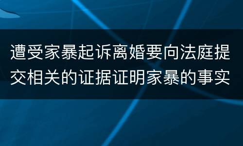 遭受家暴起诉离婚要向法庭提交相关的证据证明家暴的事实有哪些