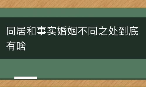 同居和事实婚姻不同之处到底有啥