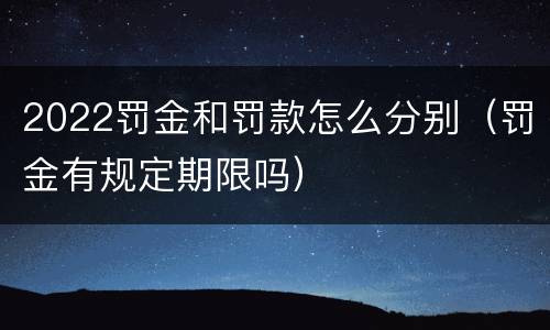 2022罚金和罚款怎么分别（罚金有规定期限吗）