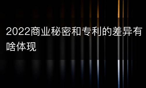 2022商业秘密和专利的差异有啥体现