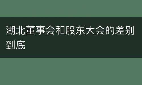 湖北董事会和股东大会的差别到底