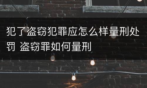 犯了盗窃犯罪应怎么样量刑处罚 盗窃罪如何量刑