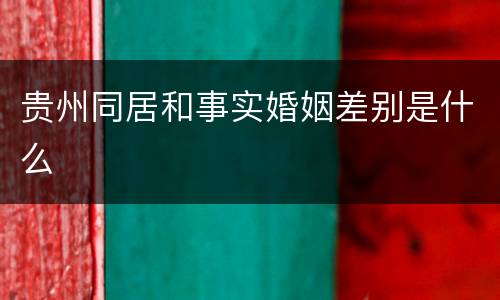 贵州同居和事实婚姻差别是什么